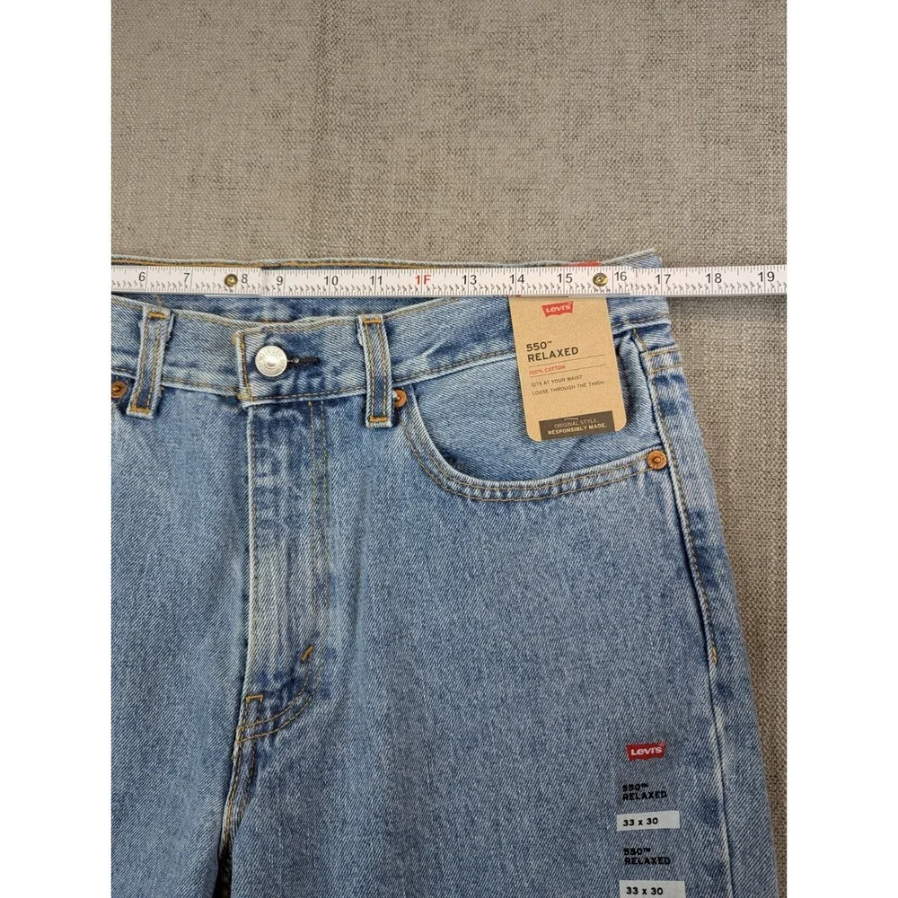 NWT Levis Jeans Mens 33x30 Light Blue 550 Relaxed Straight Denim Pants Casual - Picture 6 of 12